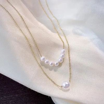 Double Layer Pearl Pendant Necklace